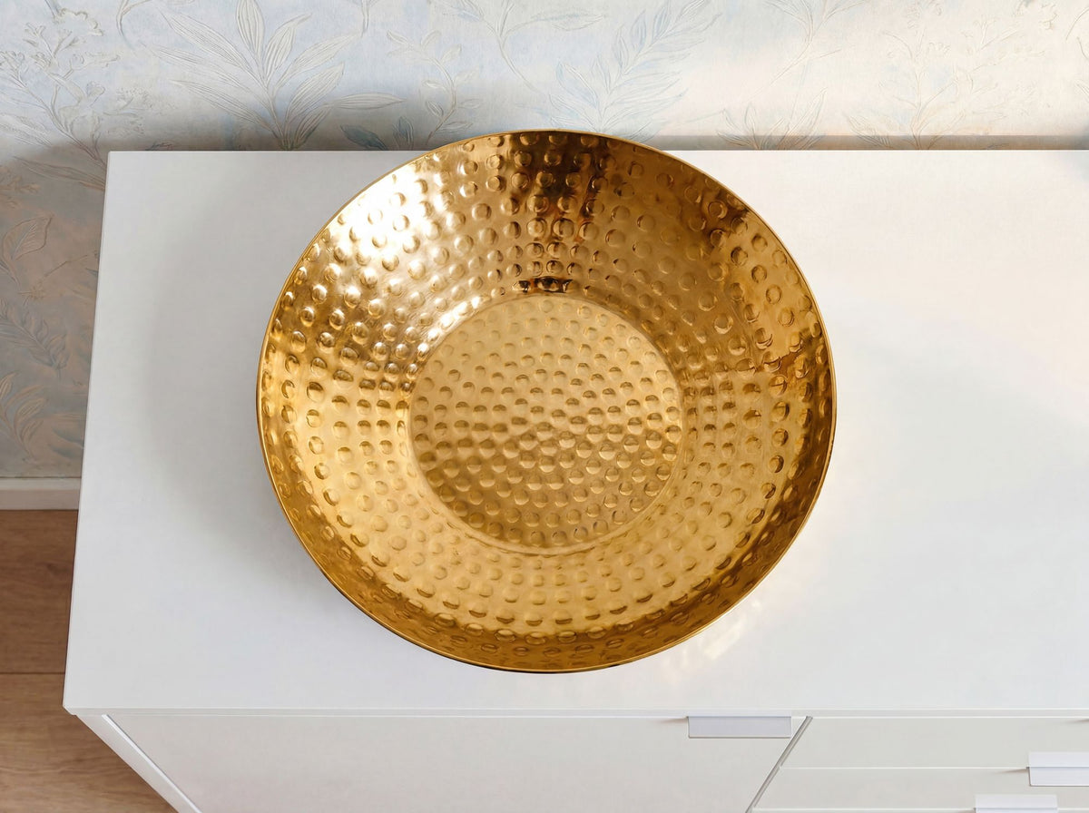 Fruitschaal Rond Goud Schaal Metaal 36cm Tafeldecoratie