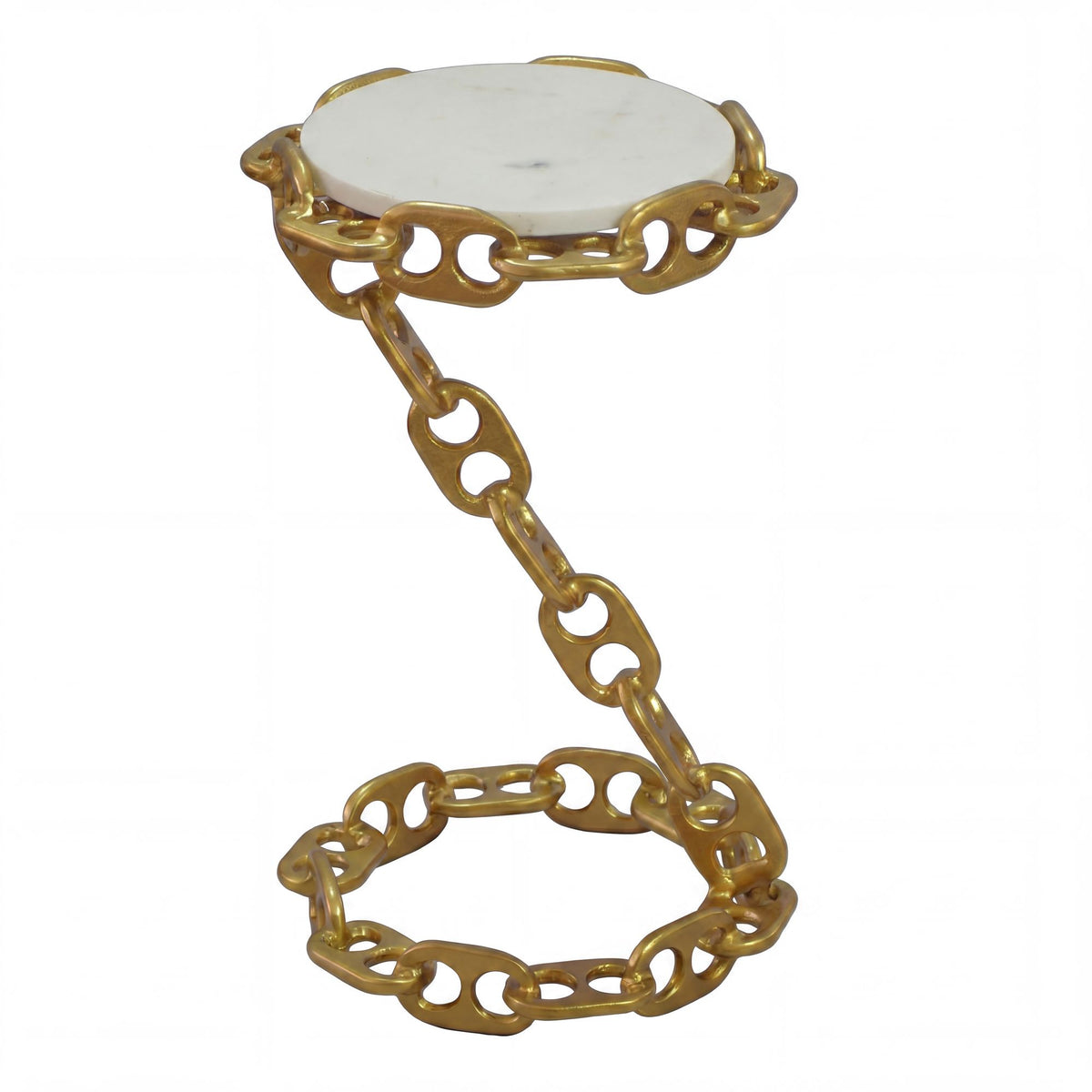 Bijzettafel Metaal met wit Marmer Tafelblad 31cm rond