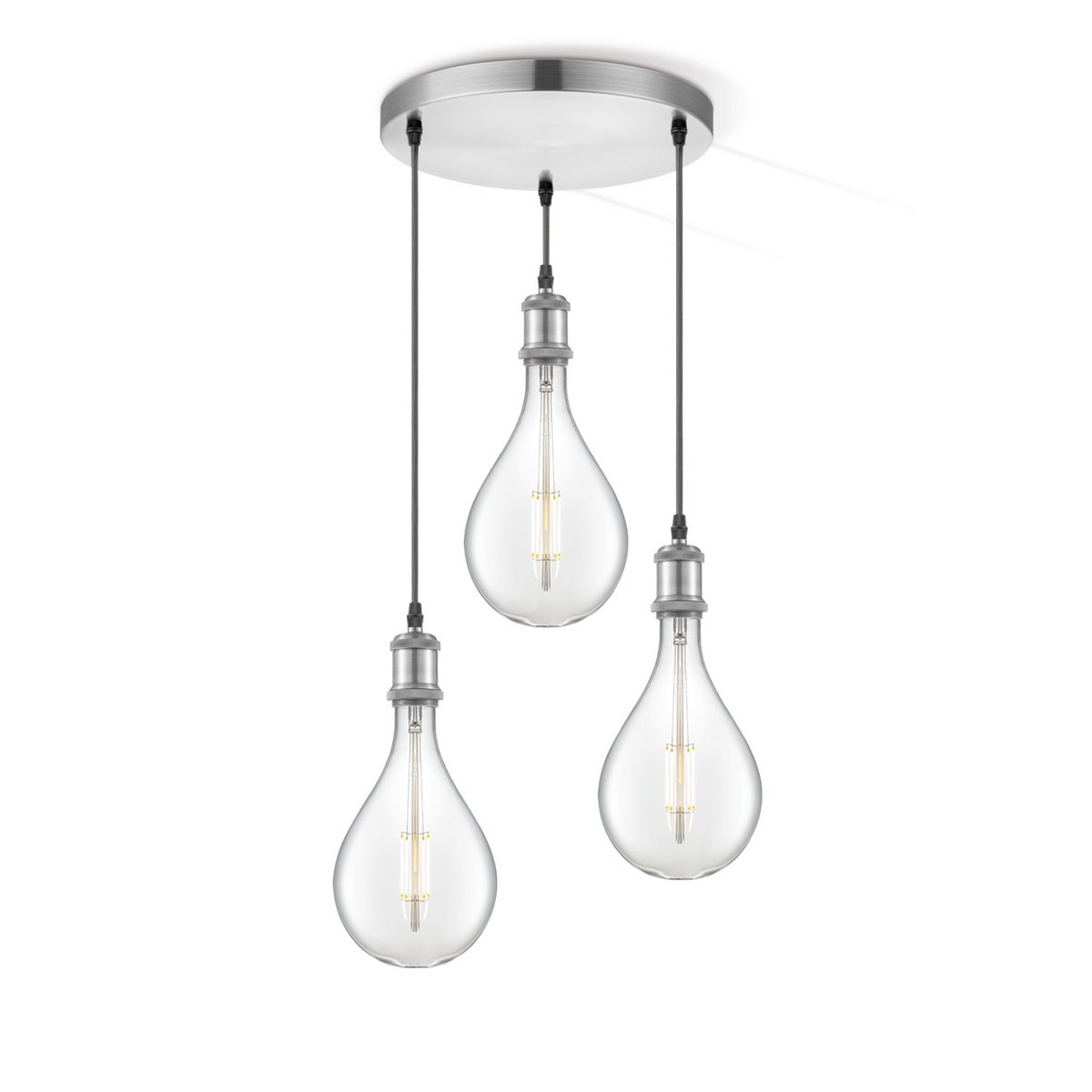 Home Sweet Home hanglamp chroom rond Pear 3L G160 dimbaar E27 helder