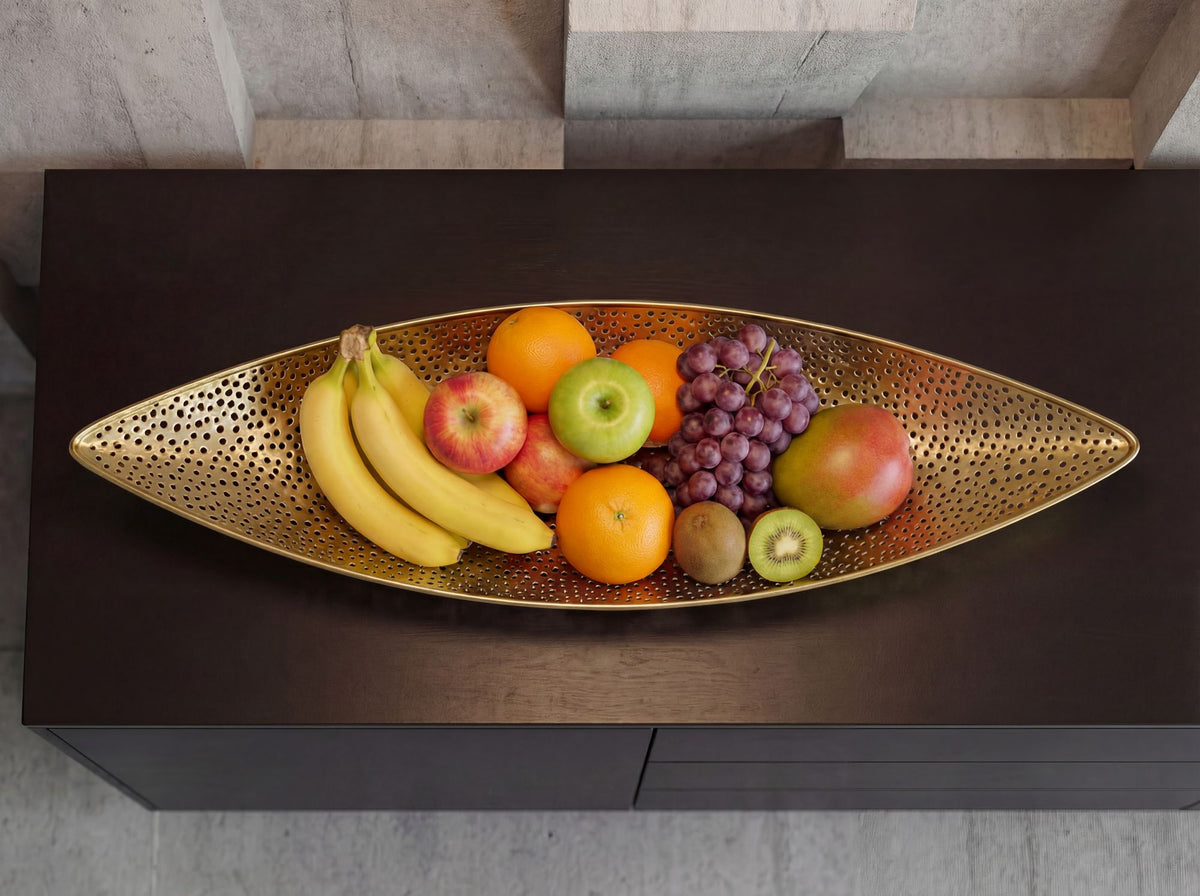 Fruitschaal Goud Ovaal Schaal 60cm Tafeldecoratie langwerpig