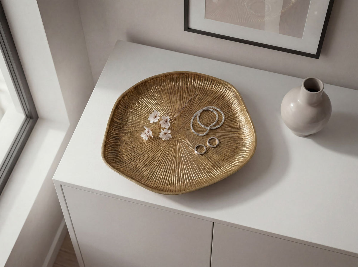 Decoratieve schaal Goud Aluminium 40cm Organisch - Design Staande decoratie Metaal
