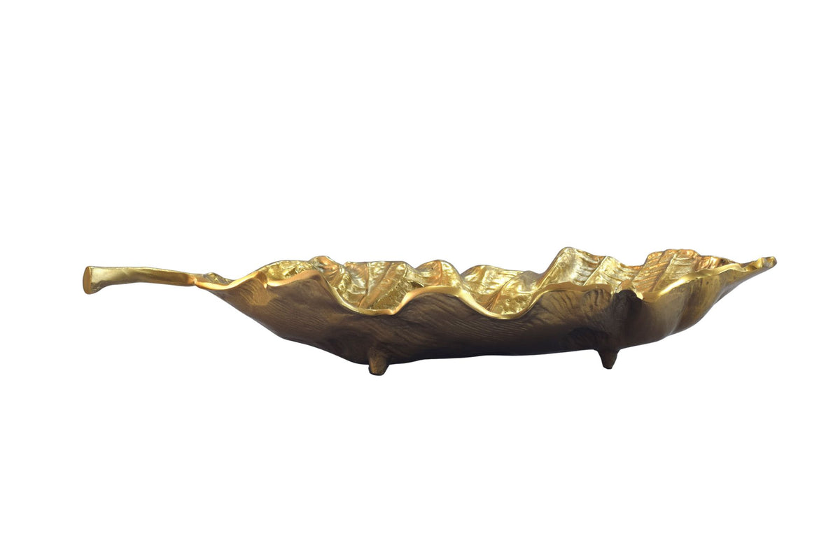 Decoratieve schaal Blad Aluminium Goud Schaal 67cm