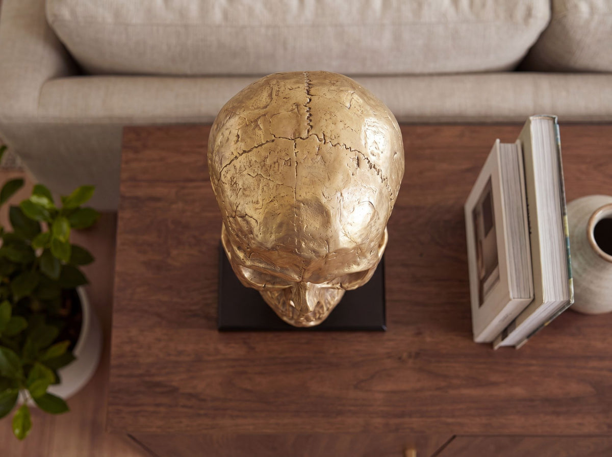 Staande decoratie Doodshoofd Aluminium Goud 57 cm Schedel Groot
