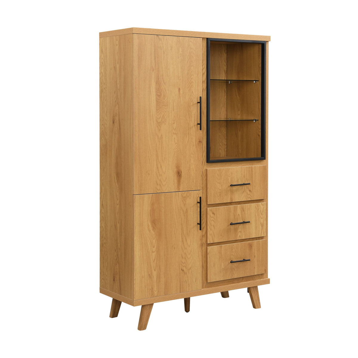 Hoge kast MDF 188cm Eiken Decor Groot met deuren en laden - Design Staande kast
