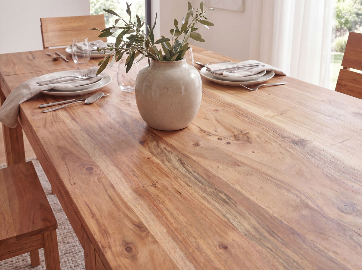 Eettafel 120 - 200 cm Acacia Massief Hout Tijdloos
