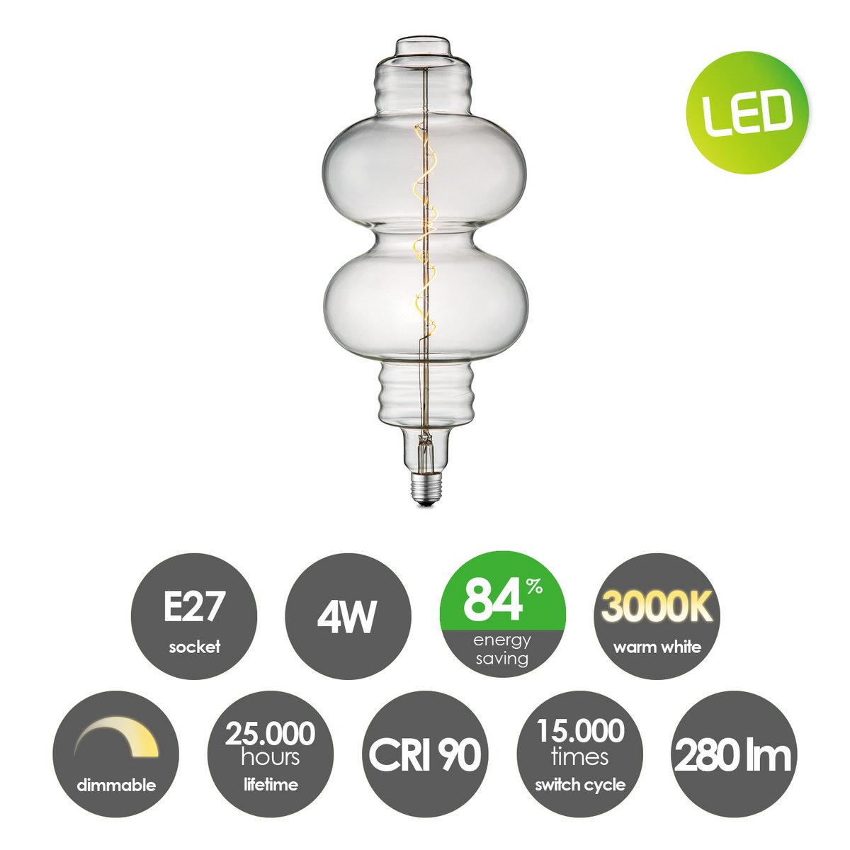 Home Sweet Home hanglamp Leonardo Diabolo - dimbaar E27 helder