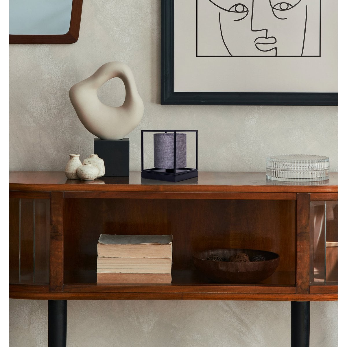 Tafellicht "Beta" grijs gemaakt van metaal met stofscherm in grijs, met E14 -aansluiting, lamp voor woonkamer, eetkamer, gang en kantoor, 15 x 15 x 17 cm