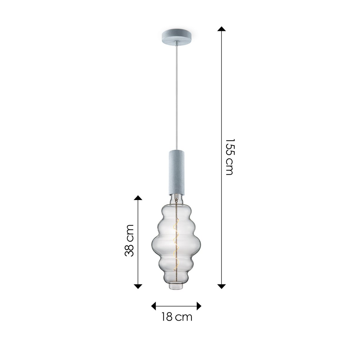 Home Sweet Home hanglamp beton Saga Cloud - dimbaar E27 helder