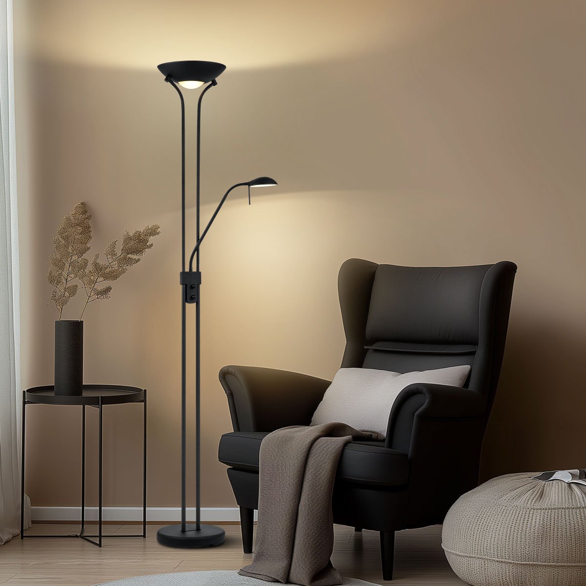 Home Sweet Home R7s + G9 LED Uplight Vloerlamp - Moderne Zwart