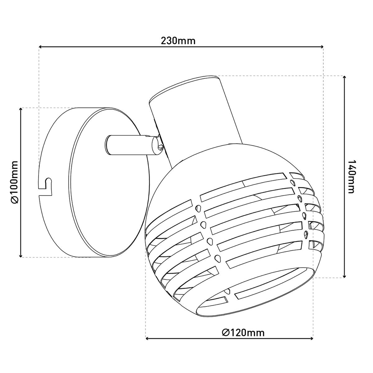 1er muur- en plafondlamp, plek "casco" gemaakt van metaal in zwart en goud, met E27 -aansluiting, 23 x 12 x 14 cm. Stijlvolle verlichting voor woonkamer, eetkamer of keuken.
