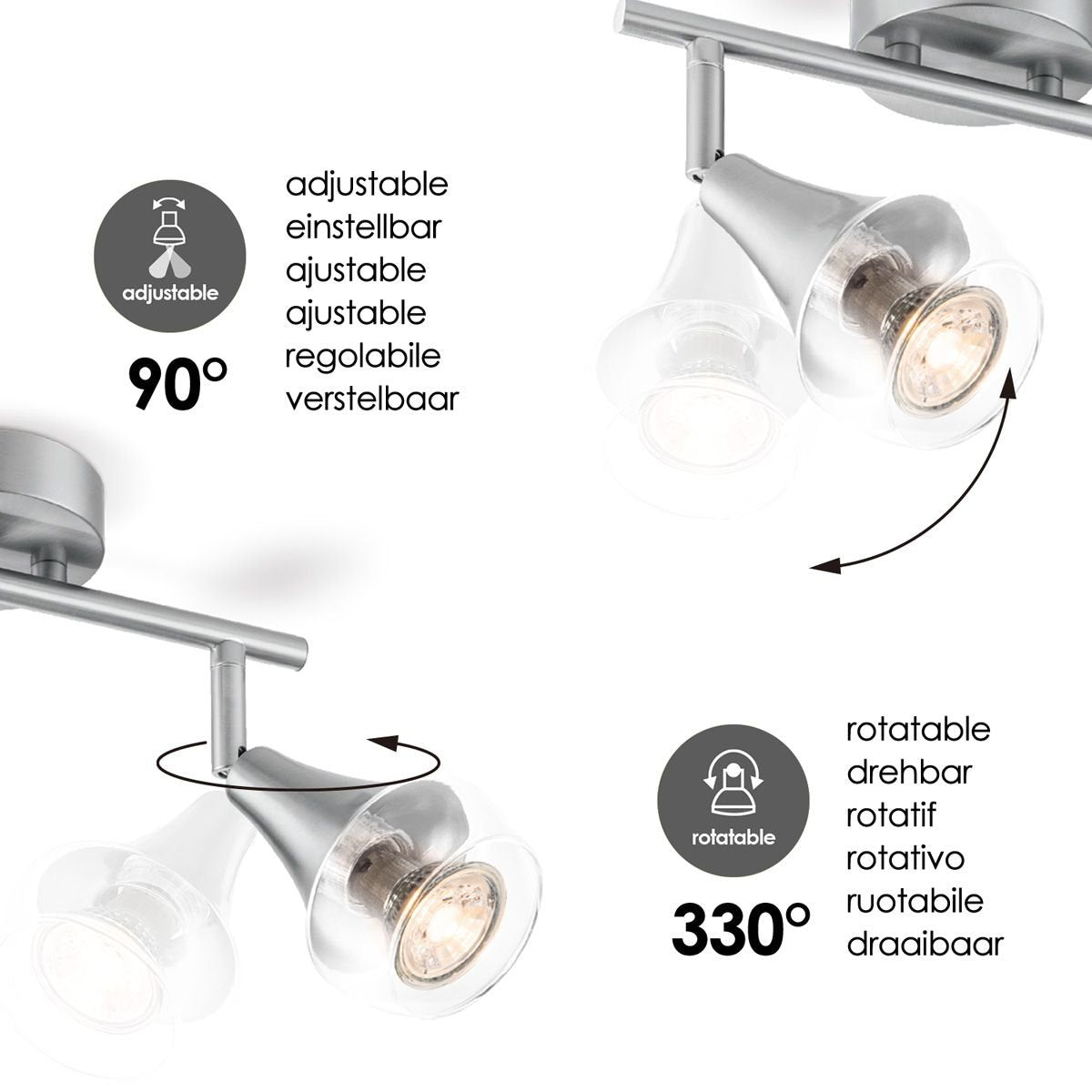 Home Sweet Home LED Opbouwspot Vaya 2 - incl. dimbare LED lamp - staal
