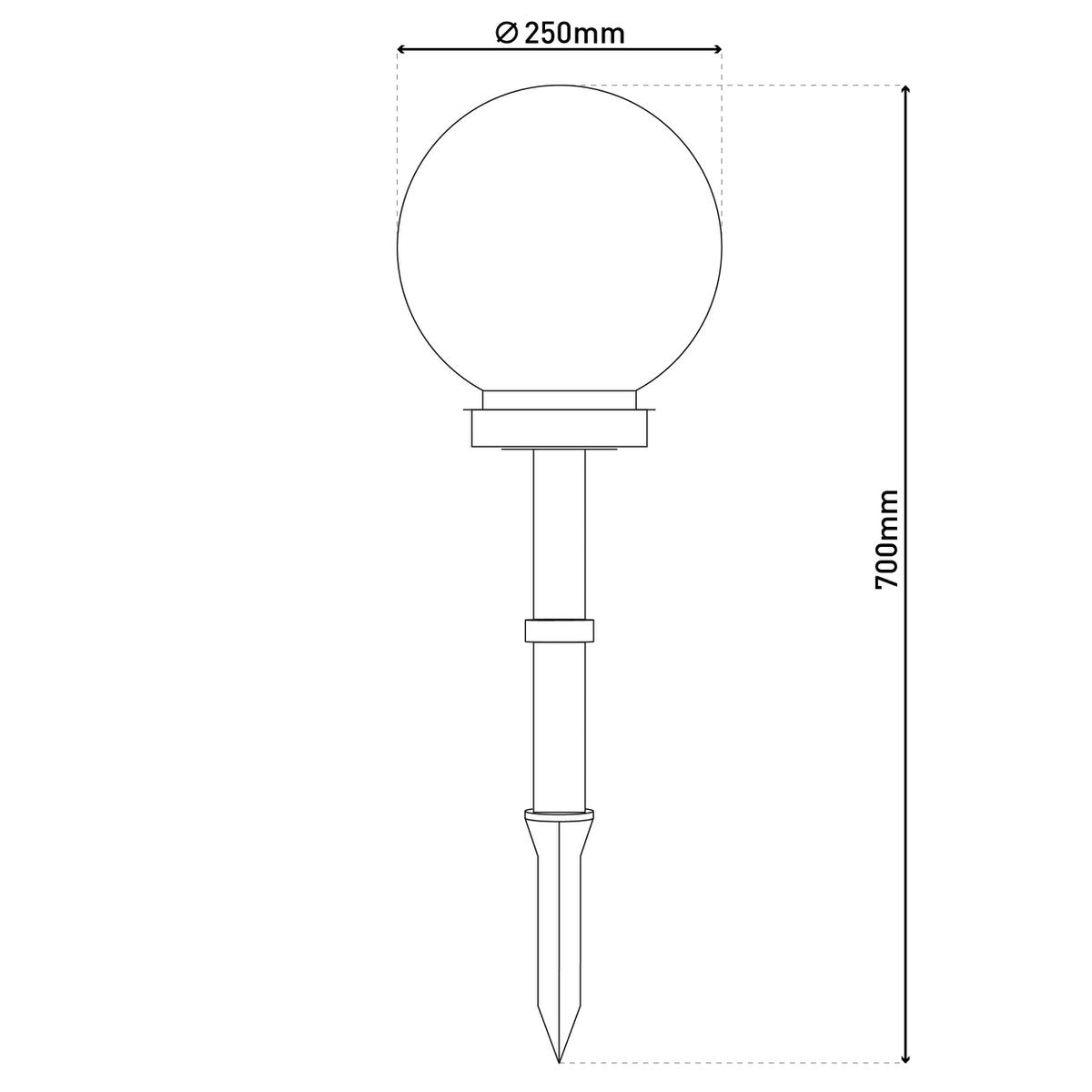 Led Buiten Spherical Spit "Ball" D: 25 cm, plastic aarde spies, wit, met geïntegreerde LED