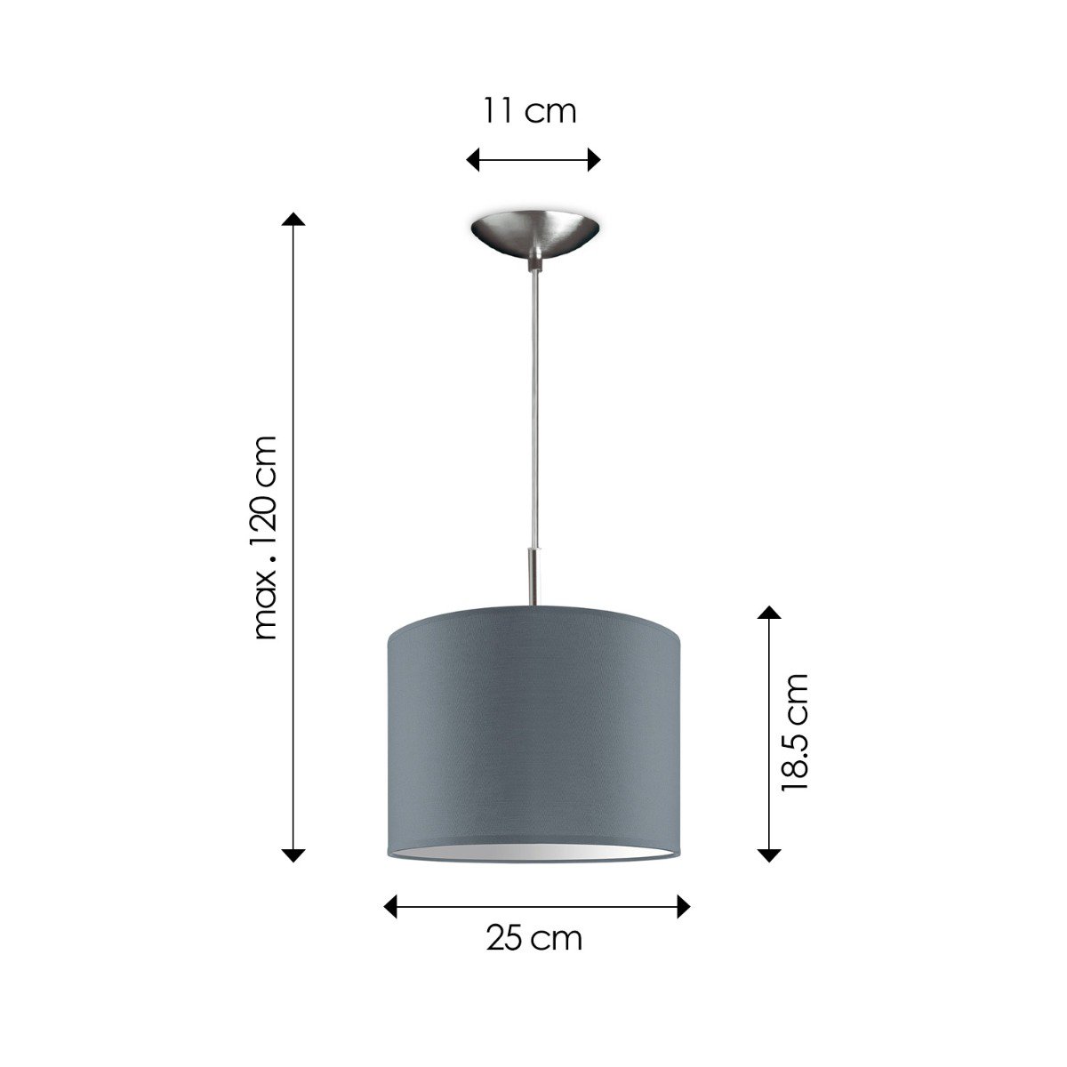 Home Sweet Home hanglamp Tube Deluxe, E27, grijs, 25cm