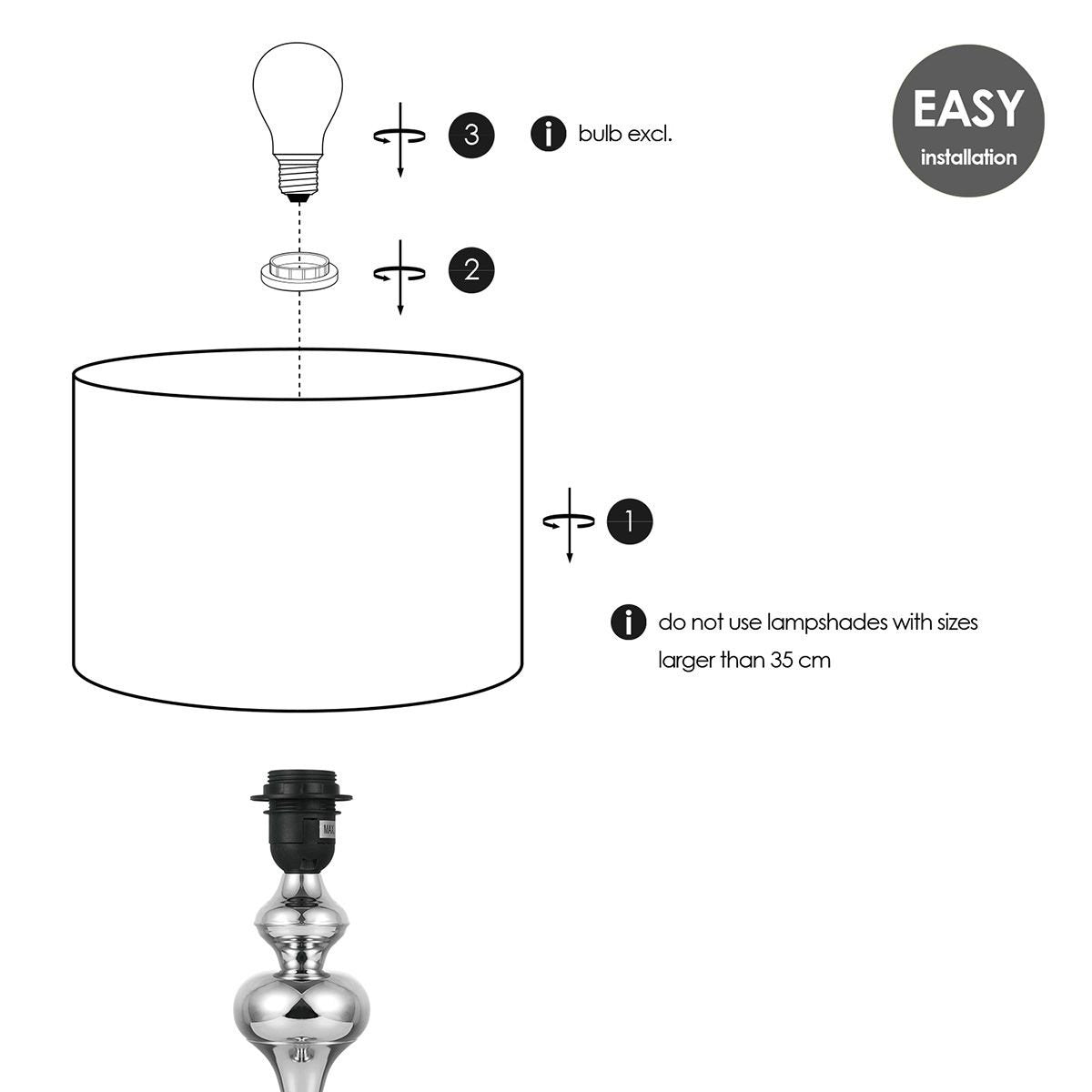Home Sweet Home tafellamp voet Bima 10.5/10.5/35cm - Chroom