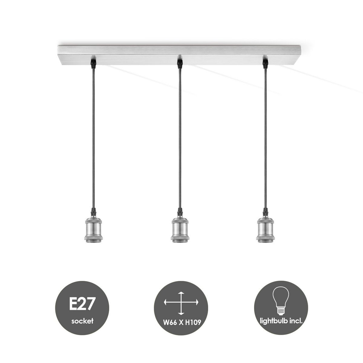 Home Sweet Home hanglamp chroom vintage Cloud 3L dimbaar E27 helder