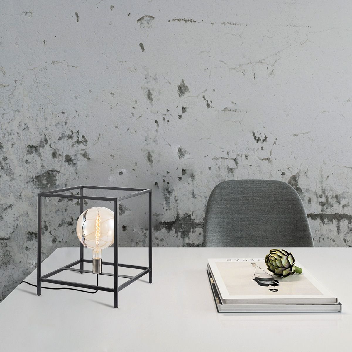 Home Sweet Home Moderne tafellamp Kaso - Zwart - 35x35x40cm
