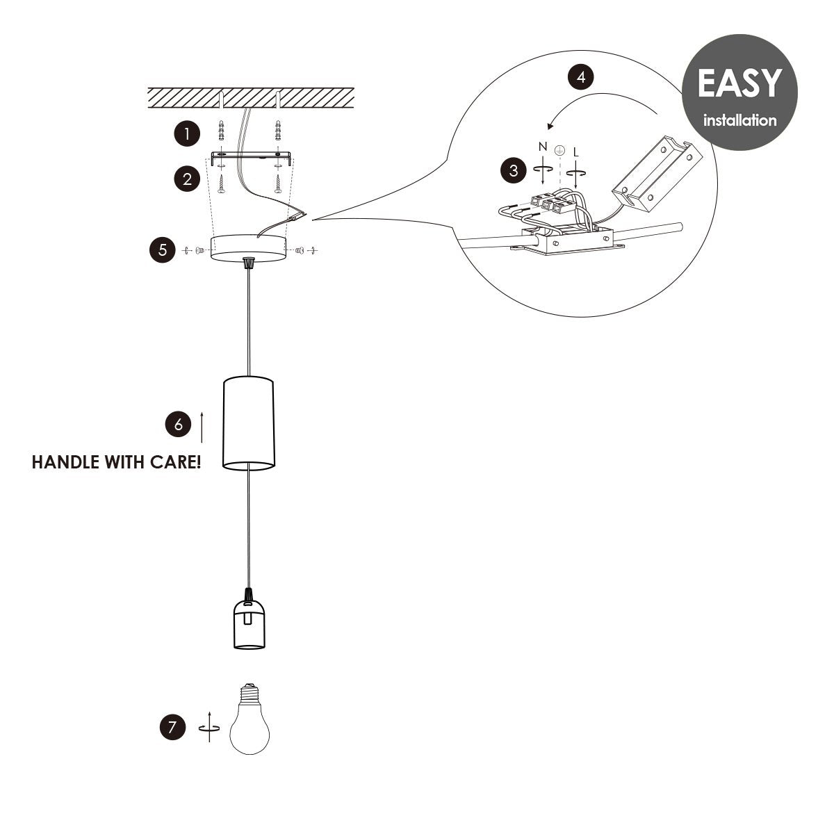 Home Sweet Home hanglamp zwart Saga - G180 - dimbaar E27 rook