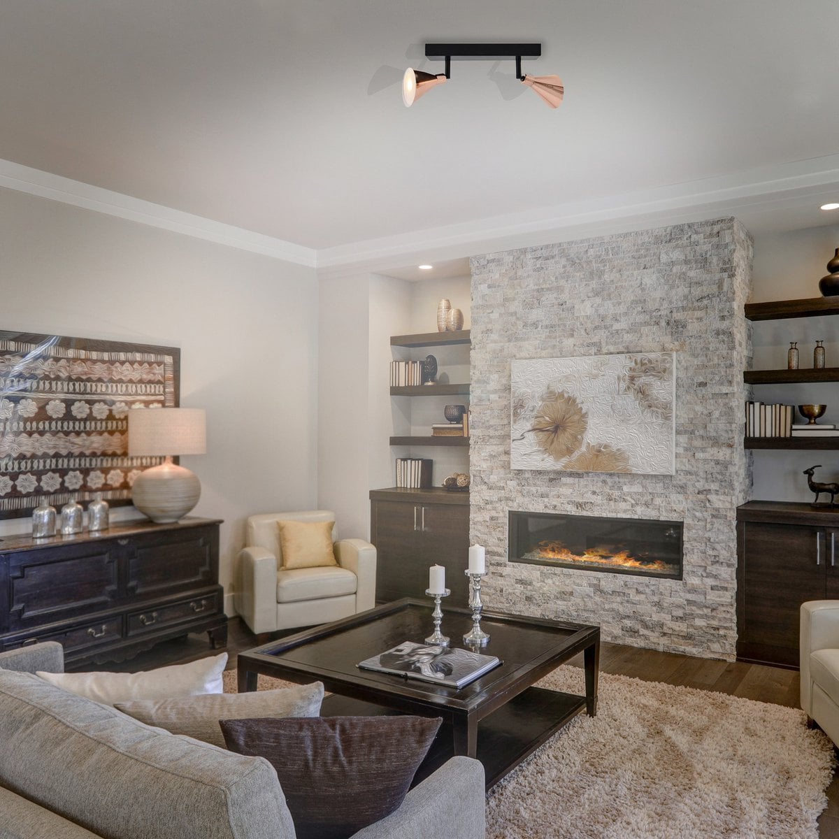 2 LED-wand u. Plafondspot "Koper"