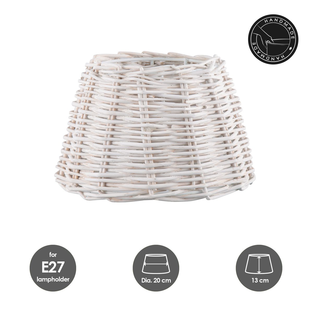 Home Sweet Home Roseau Lampenkap wit - 20 x 15 x 13 cm