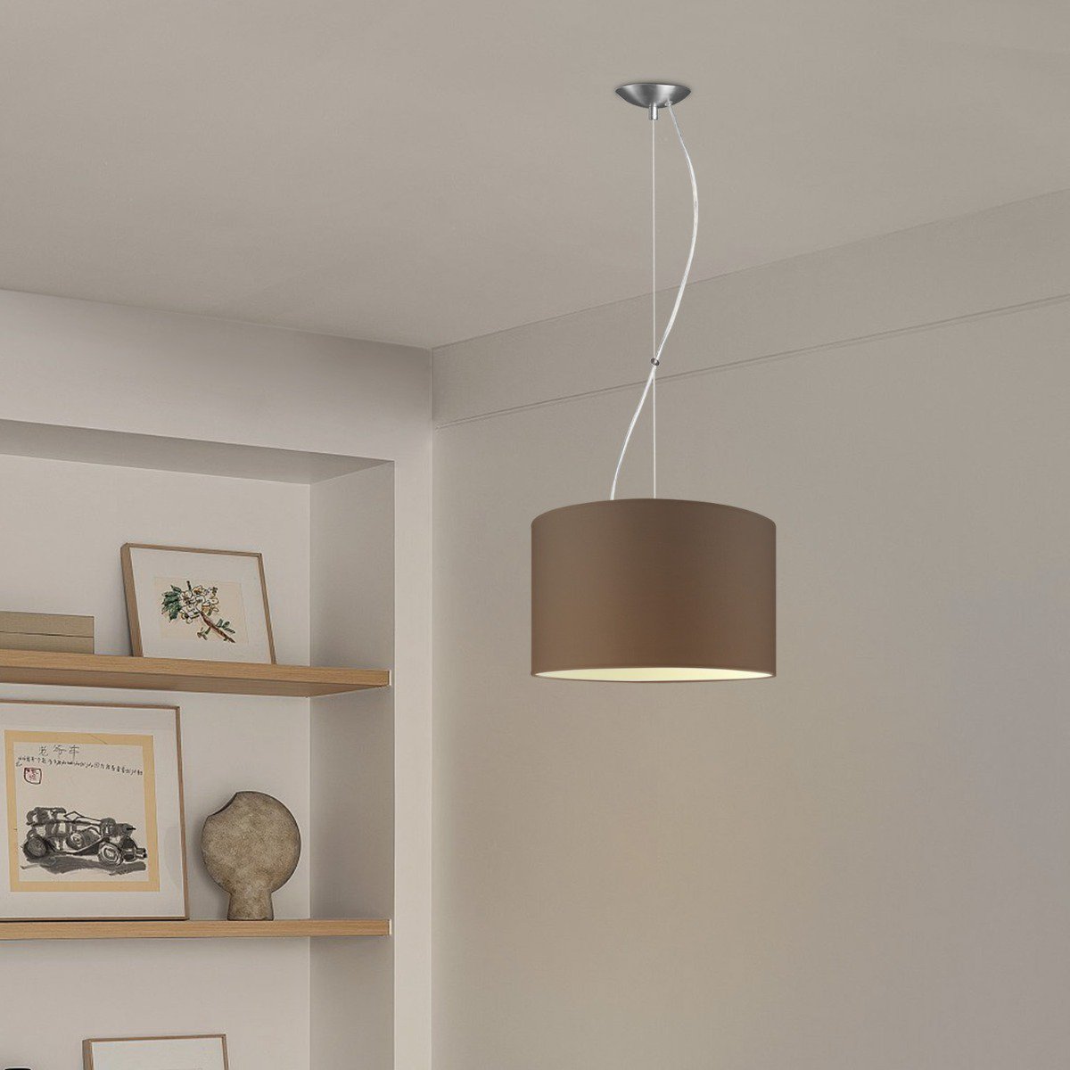 Home Sweet Home hanglamp Deluxe met lampenkap, E27, taupe, 35cm