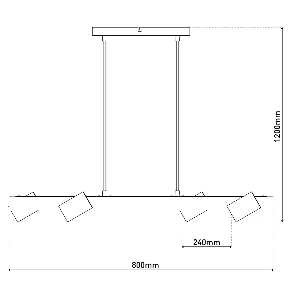 4 hanglamp "Frida" wit, hangende lamp, metaal, wit, GU10, hanglamp voor eetkamer, woonkamer, gang of kantoor, 80 cm lang