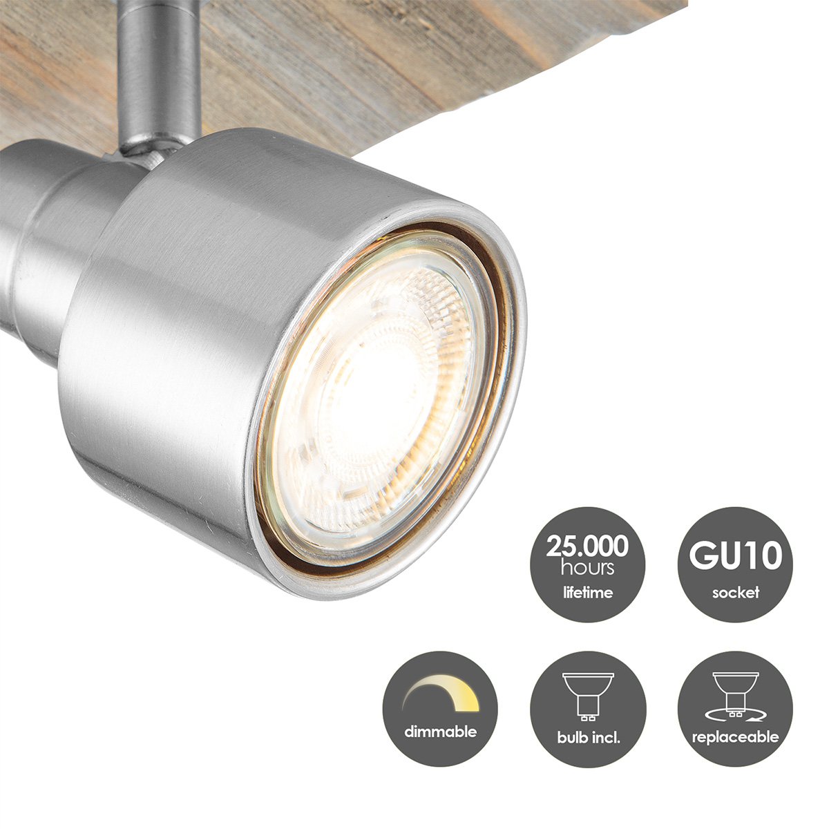 Home Sweet Home LED Wandspot Drift - incl. dimbare LED lamp - hout