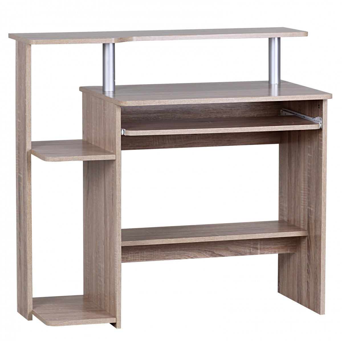 computer bureau DENNIS Sonoma eik 94 x 90 x 48 cm met toetsenbord plank | Laptop tafel zonder wielen met top | Pc-tafel met ruimtebesparende printer tray | Bureau voor kleine ruimtes