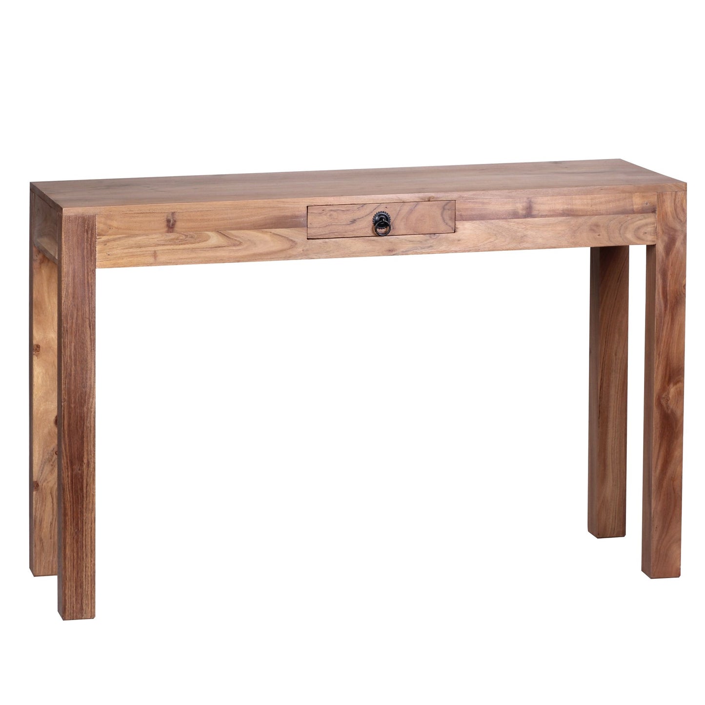 Wandtafel Massief houten acacia console met 1 lade bureau 120 x 40 cm landelijke stijl dressoir