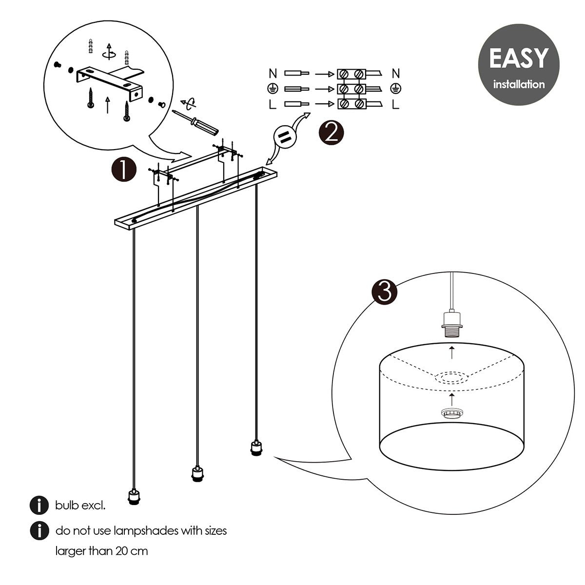 Home Sweet Home hanglamp Beam 3 98/9.5/15-100cm - Geborsteld staal