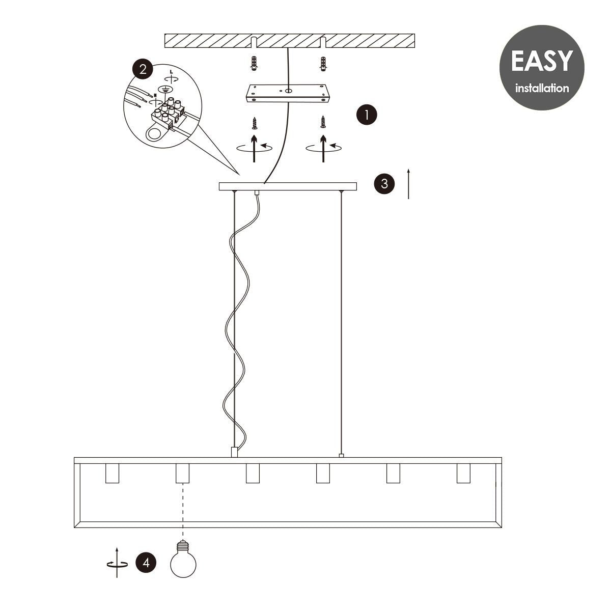 Home Sweet Home Hanglamp Fito 6 lichts - Zwart - 140x12x125cm