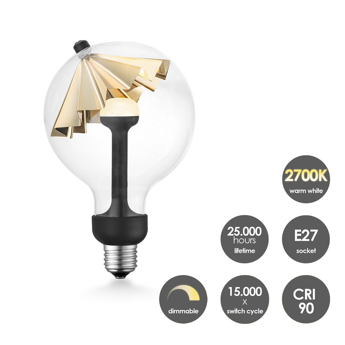 Home Sweet Home Hanglamp Move Me Twist Paraplu 5,5W 2700K grijs-goud