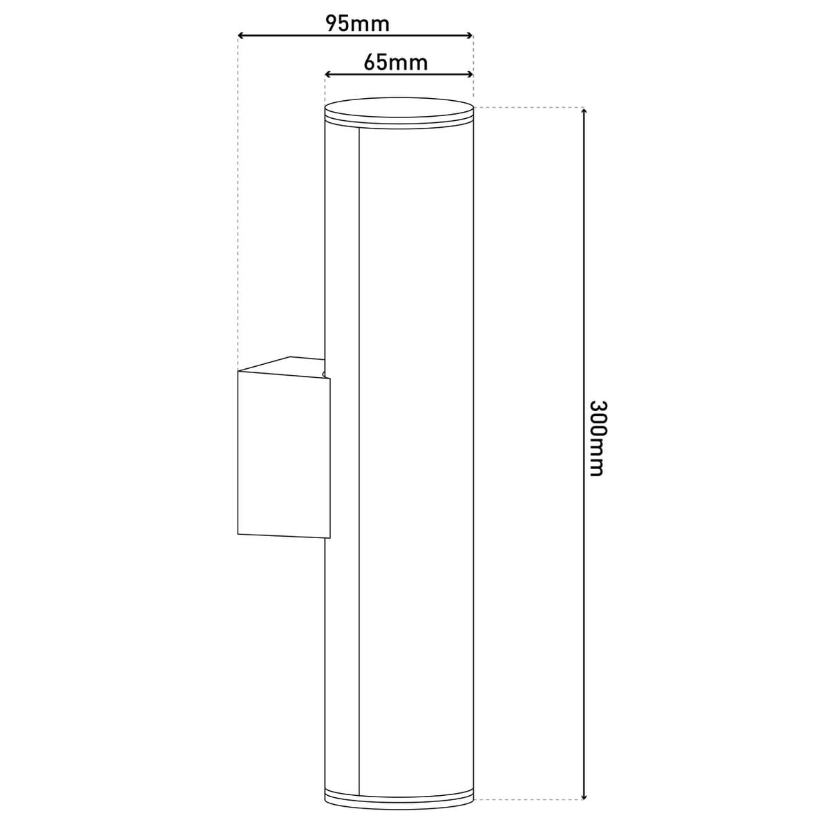LED -wandlampen "Flair", 30 cm gemaakt van grijs metaal en plastic, met geïntegreerde LED