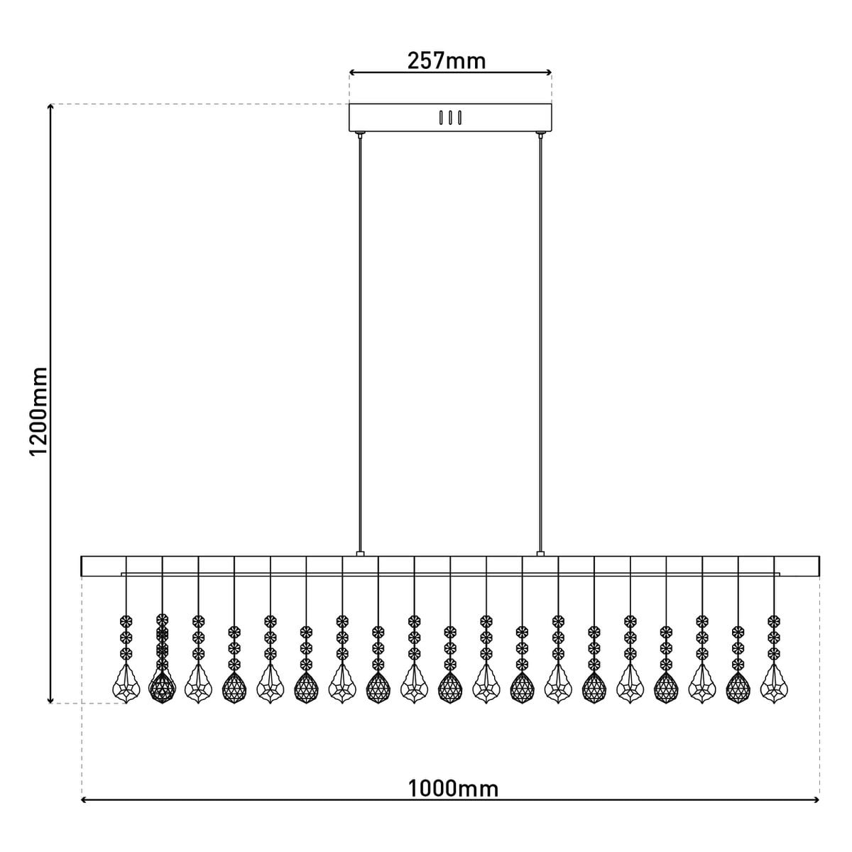 Led hanglamp "nobilis" lengte ongeveer 100 cm, gemaakt van metaal en plastic in grijs, met stevig gebouwd -in LED's, verlichting voor woonkamer, eetkamer of kantoor