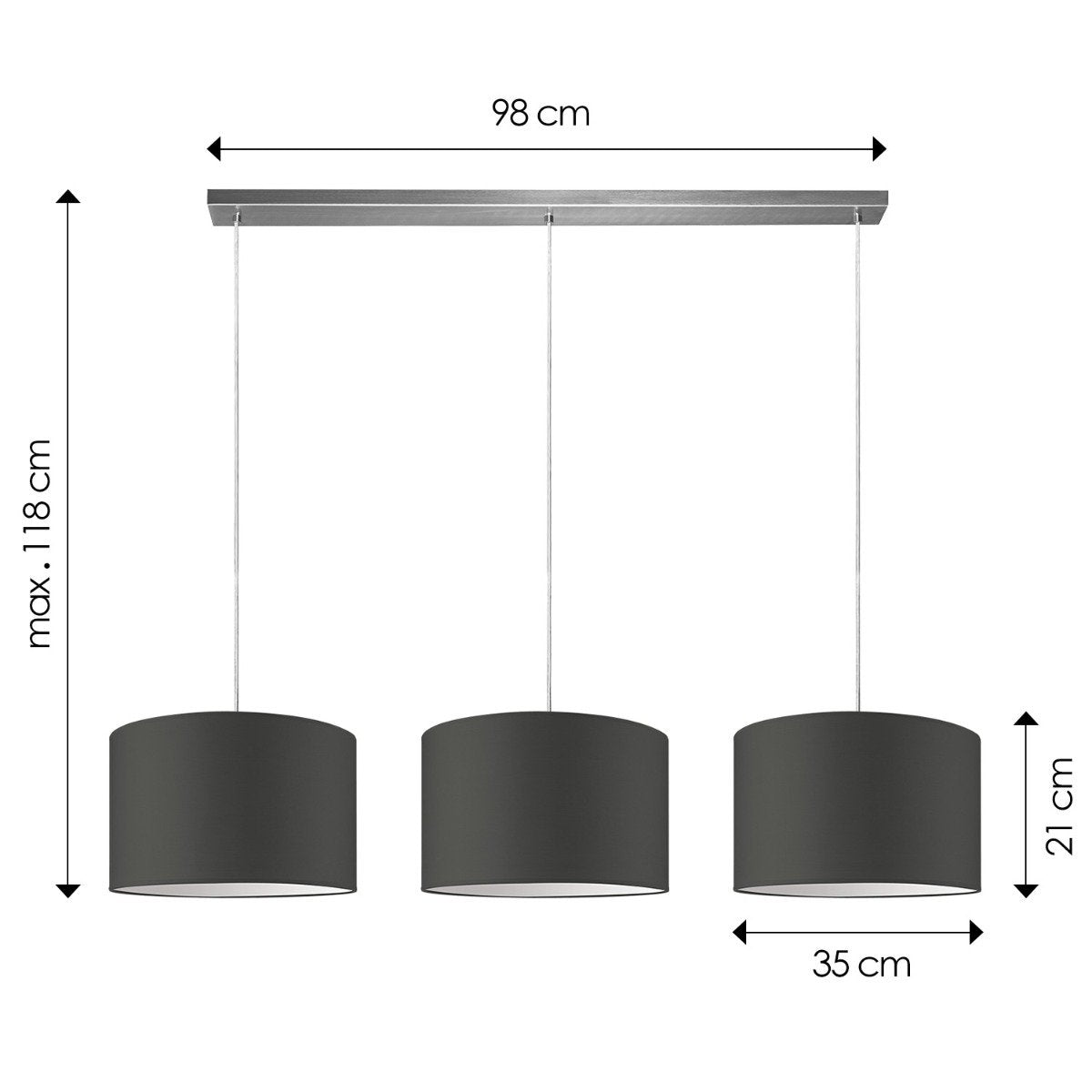 Home Sweet Home hanglamp Beam 3L, antraciet Lampenkap, 35cm