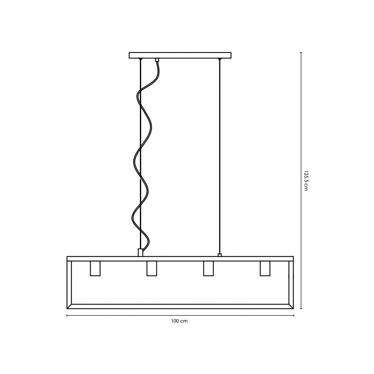 Home Sweet Home Hanglamp Fito 4 lichts - Zwart - 100x12x141cm