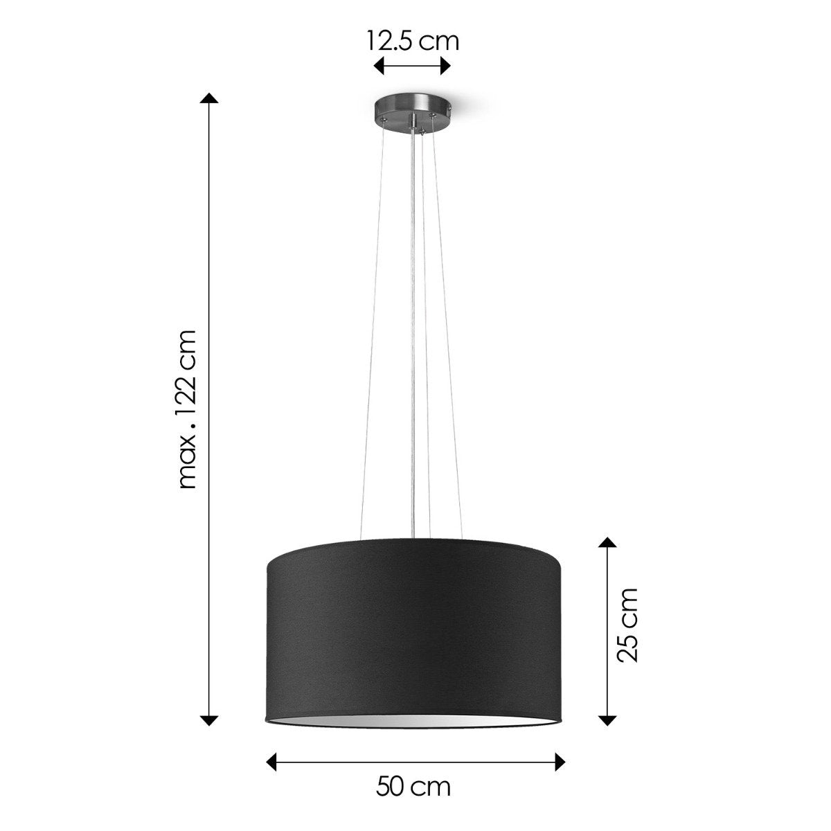 Home Sweet Home hanglamp Hover met lampenkap, E27, zwart, 50cm