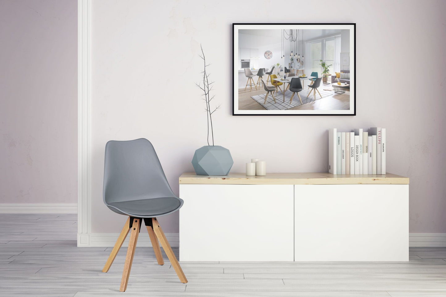 Set van 2 Retro Dining chair grijs | Scandinavian beklede stoel rugleuning | Keukenstoel gestoffeerde kunstleer