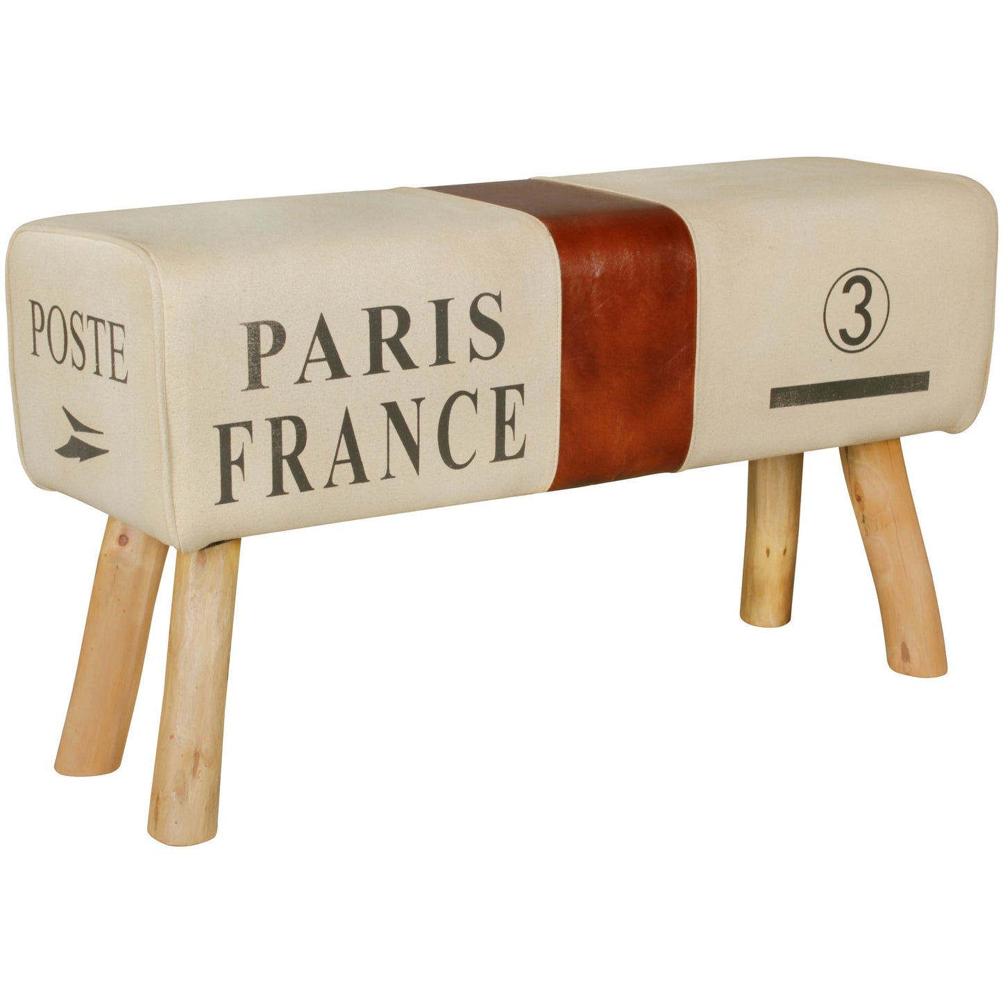 Ontwerp Turn Bock bank CANVAS Brown 91 x 30 x 50 cm | Draai voetbank gemaakt van echt leder / stof | Kruk Garderobebank Kruk gymnastiek- bank