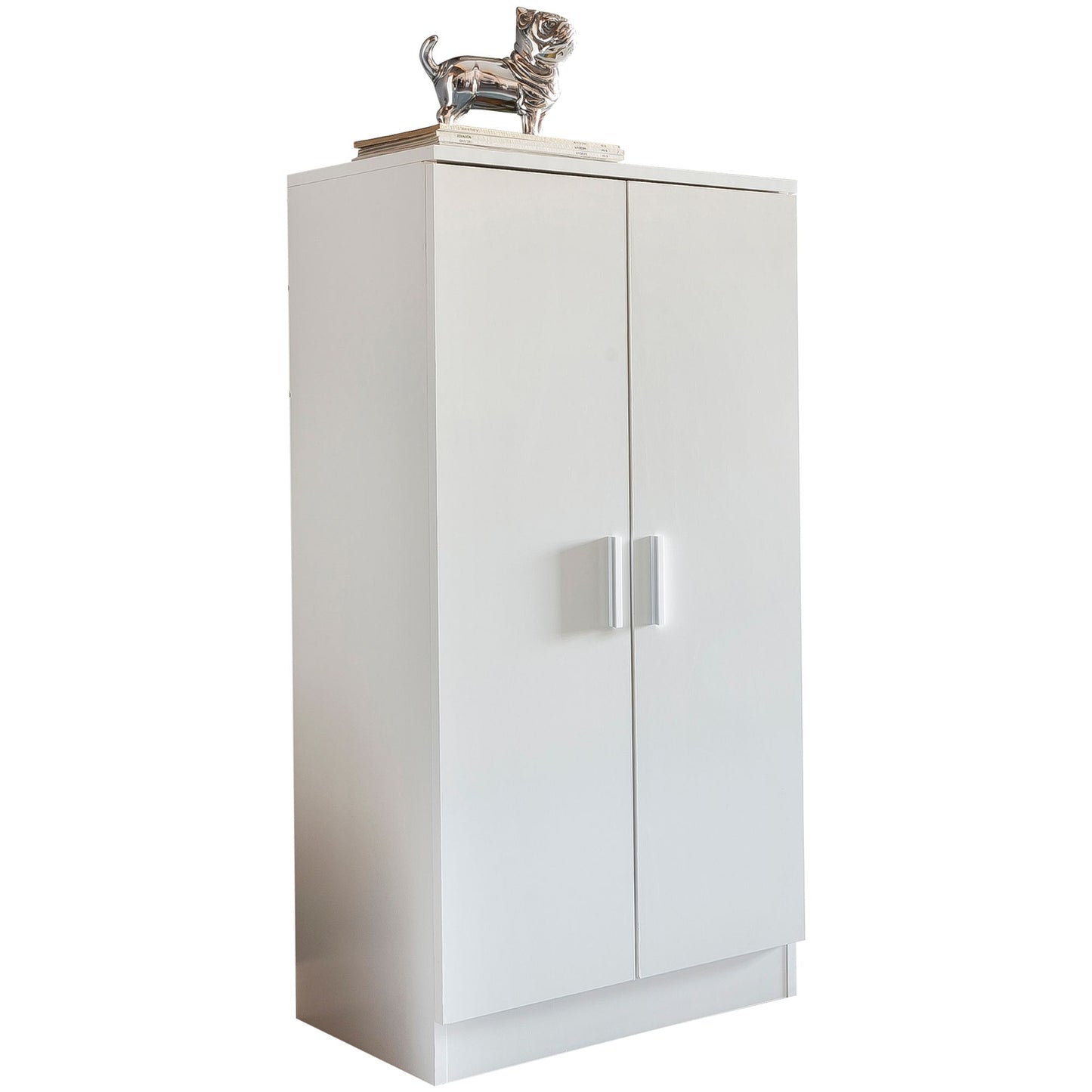 Schoenenkast MARTIN met 2 deuren Wit 55x108x35 cm Schoenenrek hout gesloten | Design kledingkast Kast kast smal | Halkast hoog | Opbergkast voor schoenen Gangmeubilair Gangmeubilair