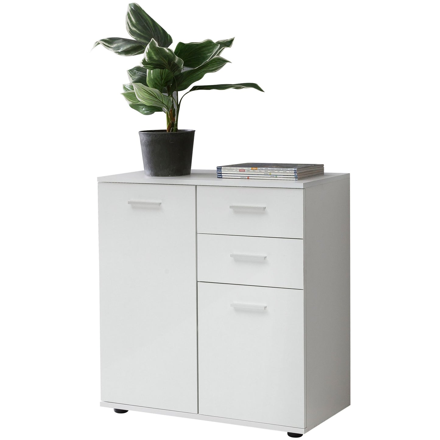 ladekast SVENJA met deuren & laden 71x78x35cm kast hout wit | Halkast helder modern | Multifunctionele kast klein | Sideboard mat dressoir | Commode meubilair van de ladenkast
