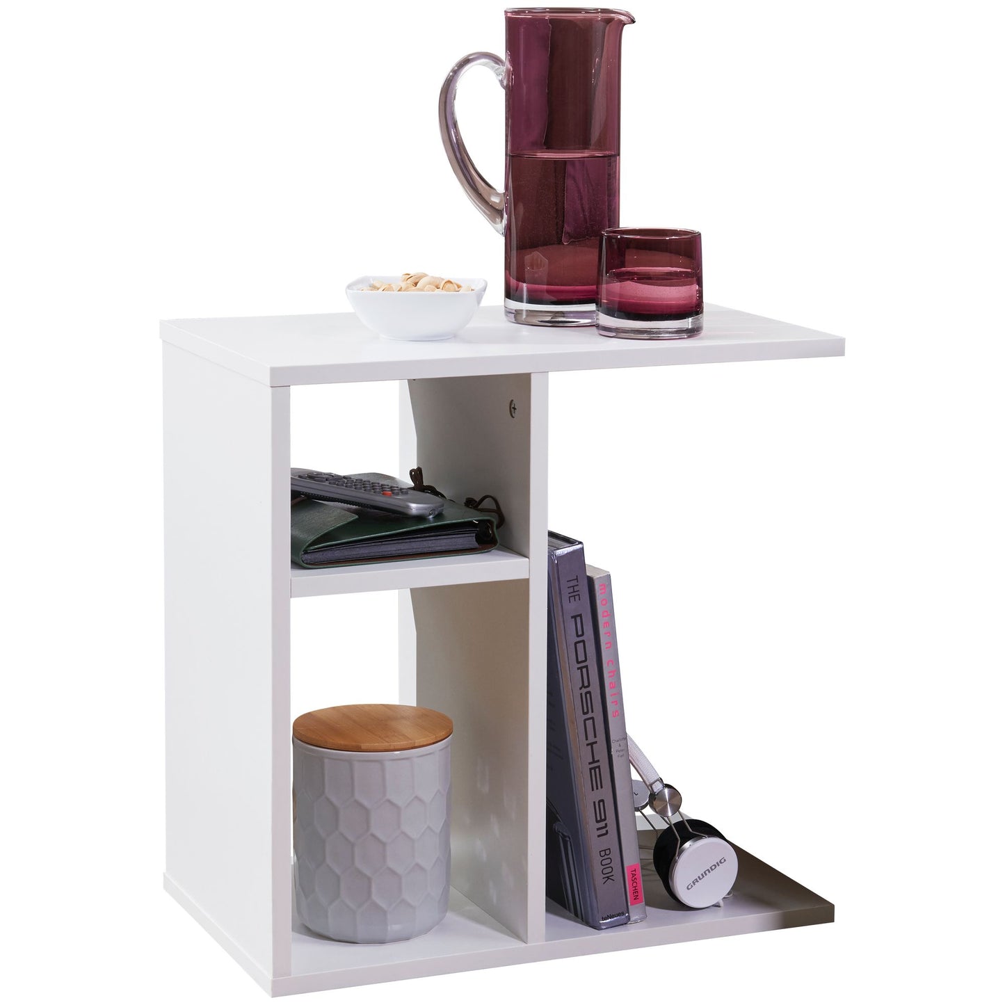 bijzettafel MILO 50x50x30 cm houten witte design bijzettafelzetel | Salontafel klein modern | Klein koffietafeltje vierkant Banktafel hoog | Smalle tafel woonkamer