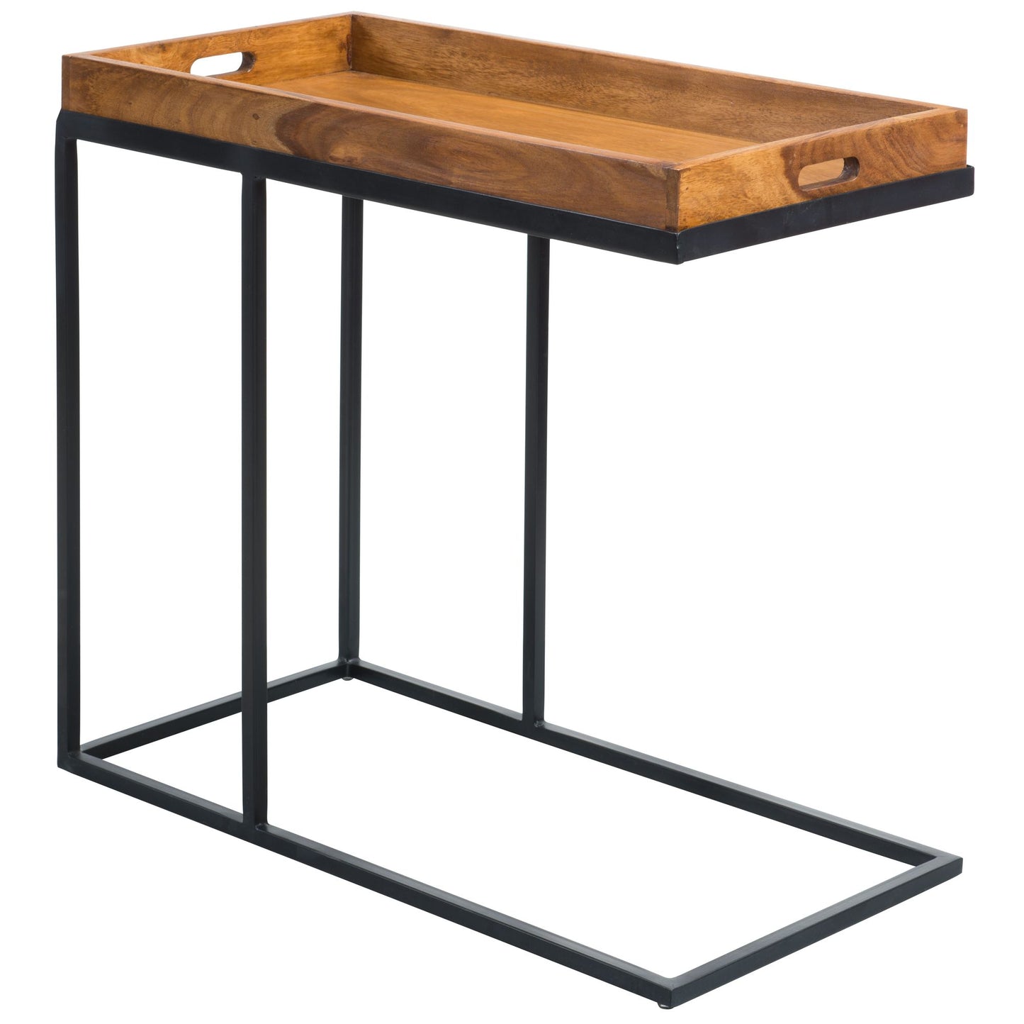 table WL5.667 sheesham 70x65x34 cm with metal frame | Design TV-drawer Side Table Living Room | Small rosewood tray natural wood | Side table wooden metal top