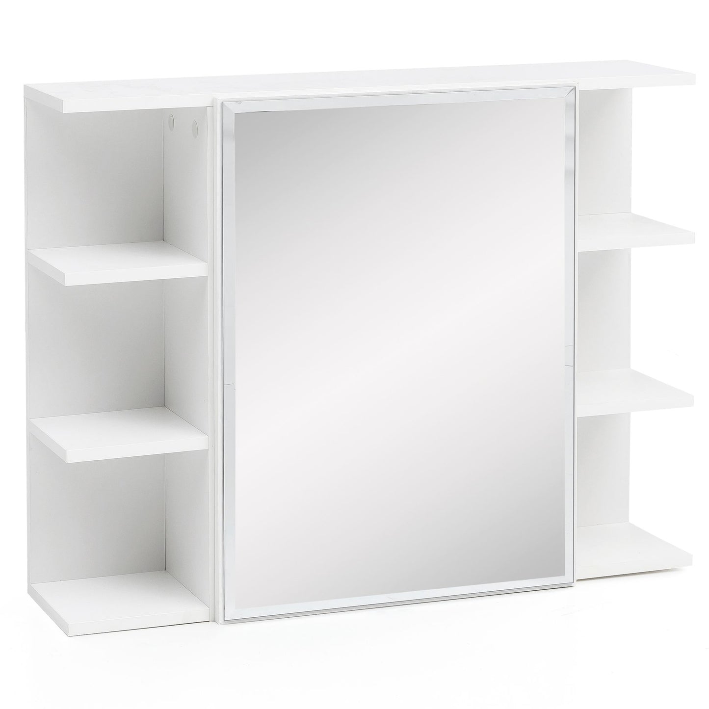 WL5.754 witte spaanplaat 80x64,5x20cm | Spiegelkast Modern | Ontwerp badkamer plank Vrij zwevend | Kast met spiegel | Badkamermeubel hout | Wandmeubel met badkamerspiegel