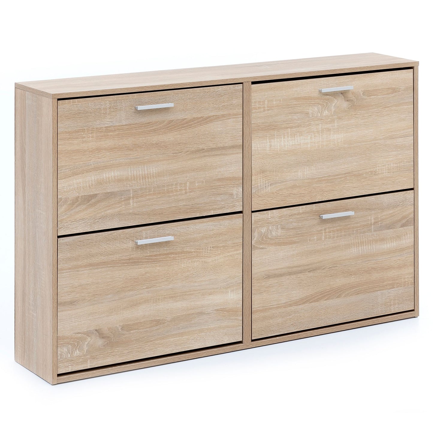 WL5.828 Modern 120 x 81 x 24 cm Houten schoenenrek Sonoma 4 vakken | Schoenenkast bovenkast met plank | Ontwerp schoenkantelaar schoenenopslag Gangkist voor schoenen hoog