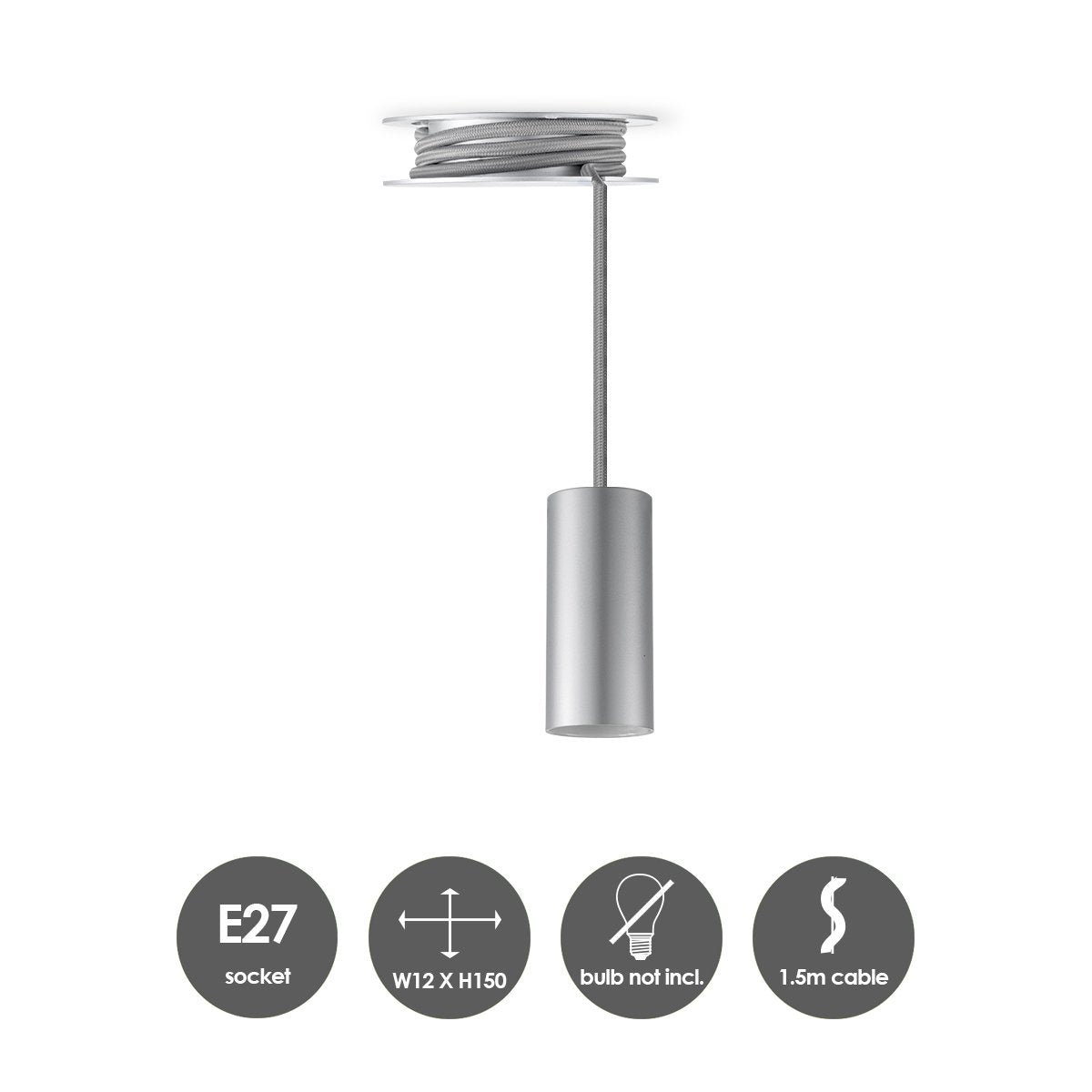 Home Sweet Home Verlichtingspendel Pulley - Grijs - 12x12x154 cm