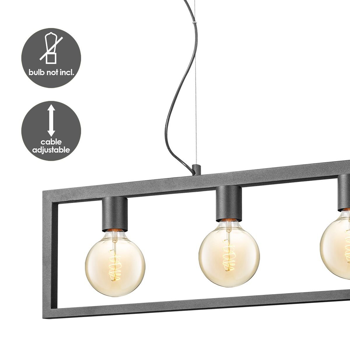 Home Sweet Home Hanglamp Fito 4 lichts - Zwart - 100x12x141cm