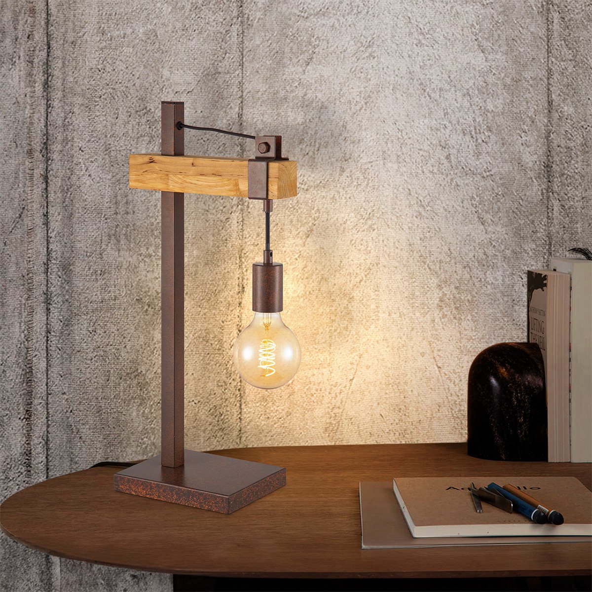 Home Sweet Home - Metalen Tafellamp - Roest - 15 x 26 x 55cm
