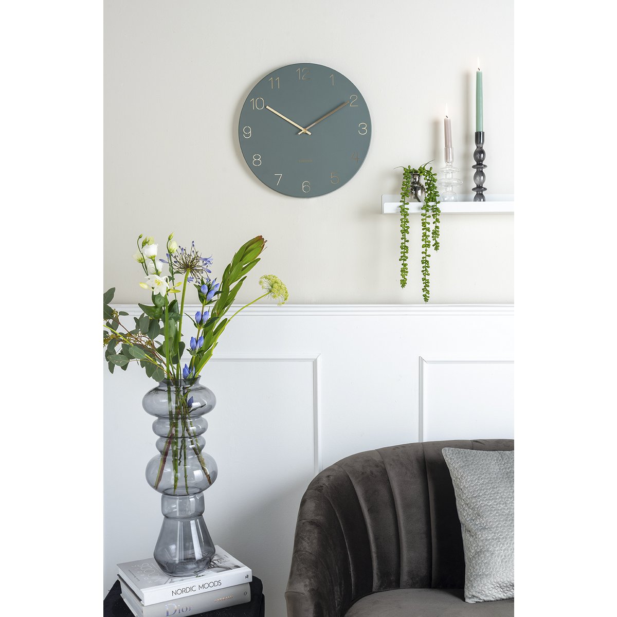 Wandklok charme gegraveerde cijfers