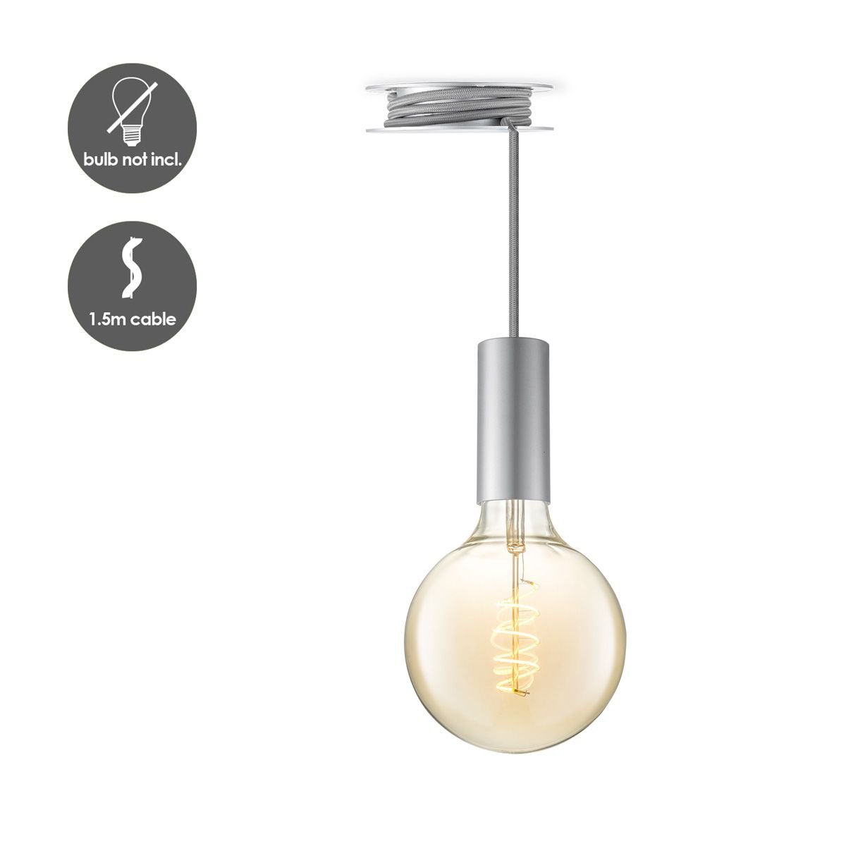 Home Sweet Home Verlichtingspendel Pulley - Grijs - 12x12x154 cm