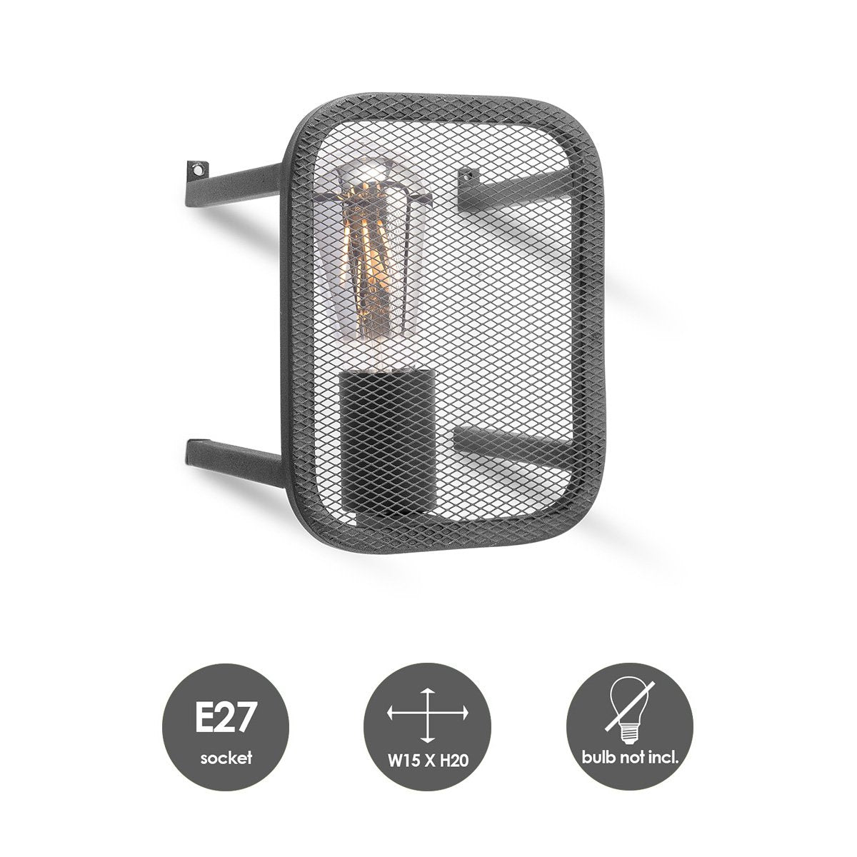 Home Sweet Home Moderne Wandlamp Weave | 15/15/20cm | Zwart | E27